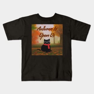 Autumn Season Cozy Cat Tee Kids T-Shirt